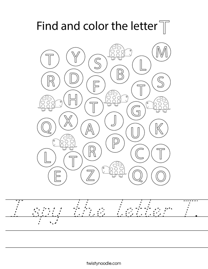 I spy the letter T. Worksheet