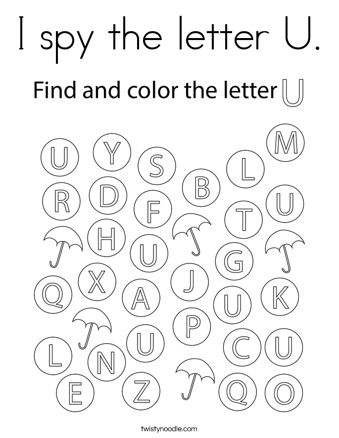 I spy the letter U. Coloring Page