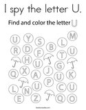 I spy the letter U Coloring Page