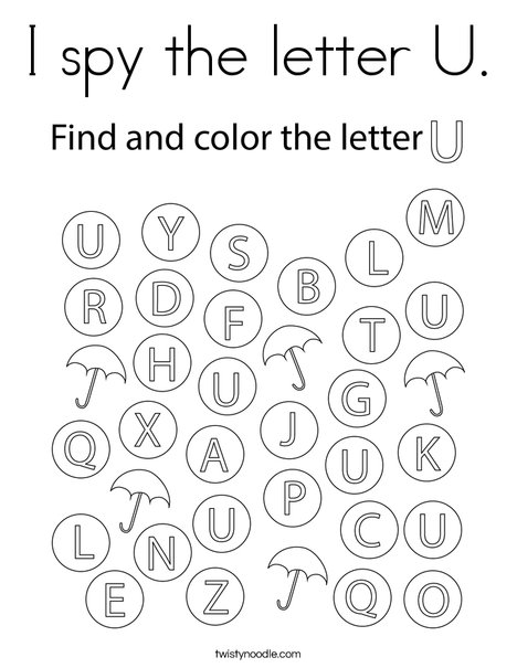 I spy the letter U. Coloring Page