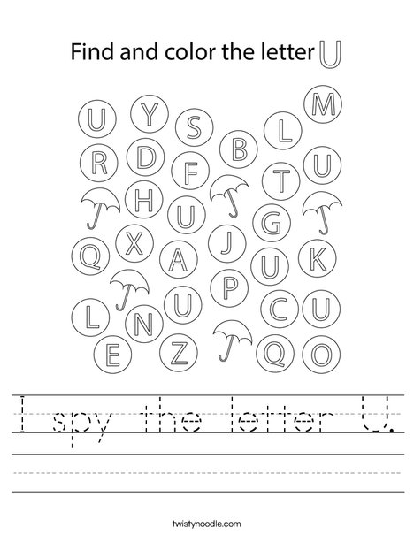 i spy the letter u worksheet twisty noodle