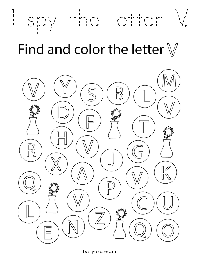 I spy the letter V. Coloring Page