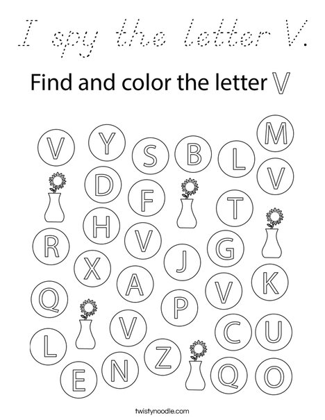 I spy the letter V. Coloring Page