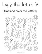 I spy the letter V Coloring Page