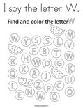 I spy the letter W. Coloring Page