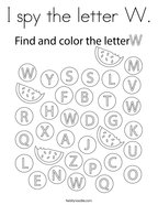 I spy the letter W Coloring Page