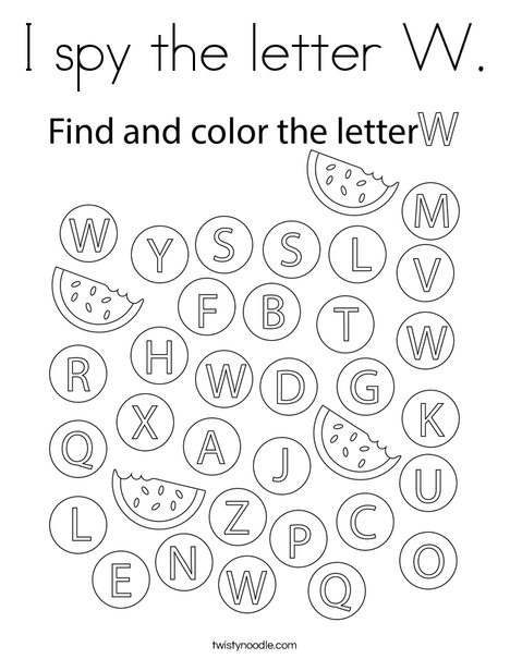 I spy the letter W. Coloring Page