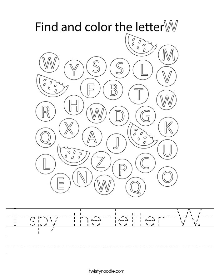 I spy the letter W. Worksheet
