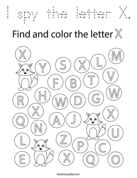 I spy the letter X. Coloring Page