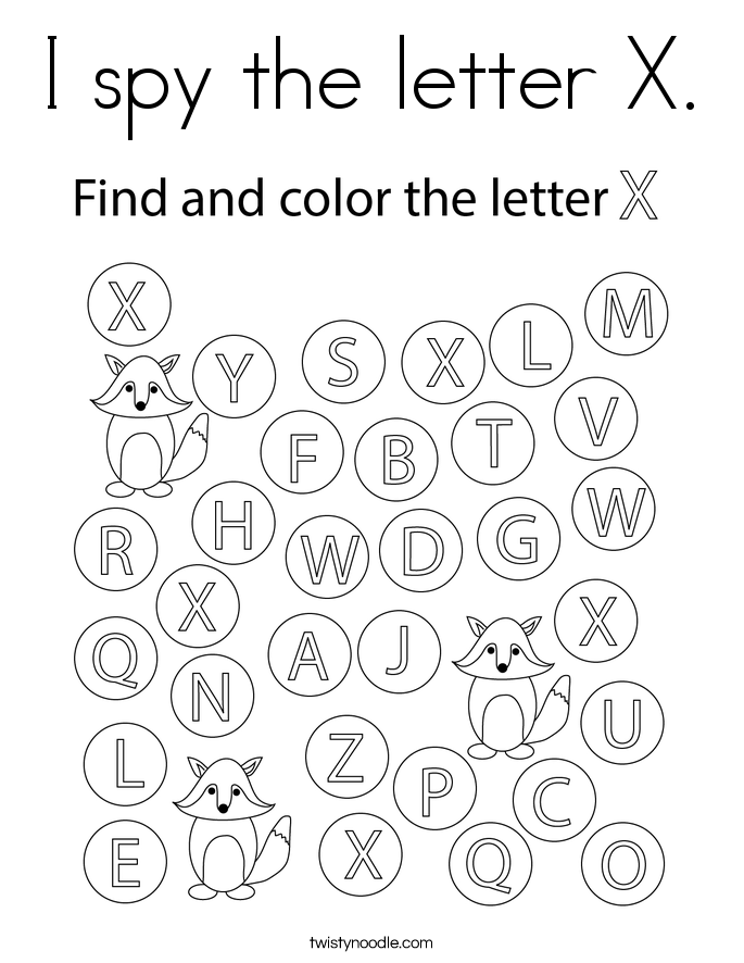 I spy the letter X. Coloring Page
