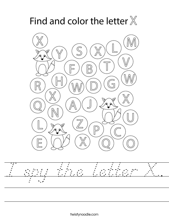 I spy the letter X. Worksheet