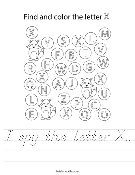 I spy the letter X. Worksheet