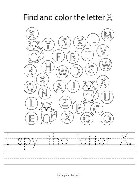 I spy the letter X. Worksheet