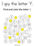 I spy the letter Y Coloring Page