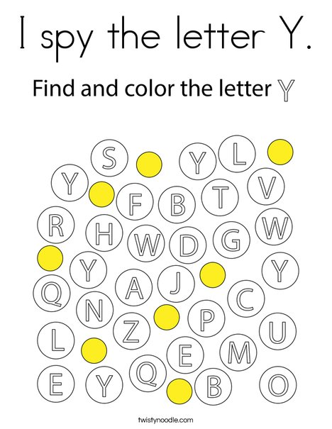 I spy the letter Y. Coloring Page