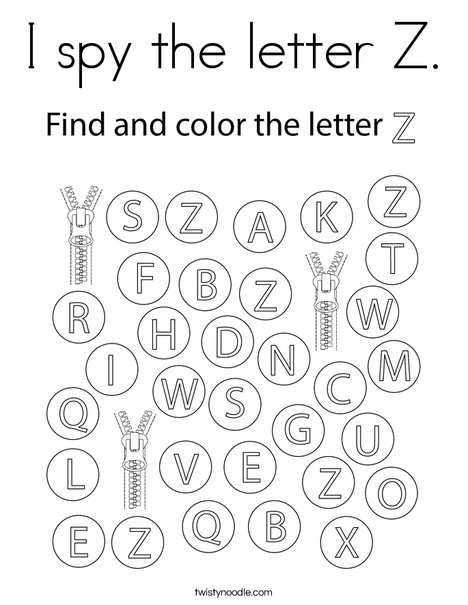 I spy the letter Z. Coloring Page