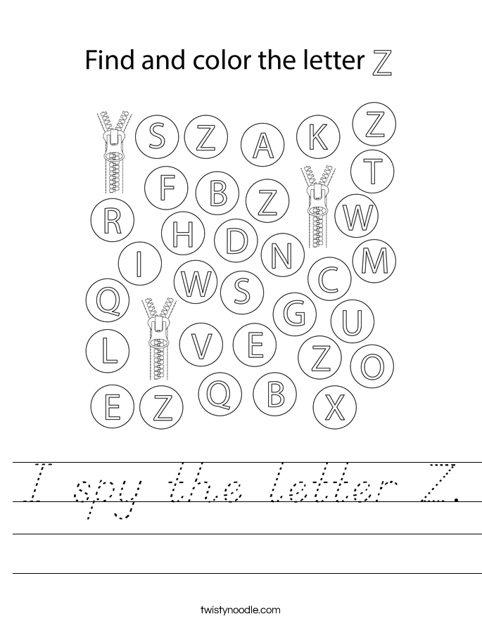 I spy the letter Z. Worksheet
