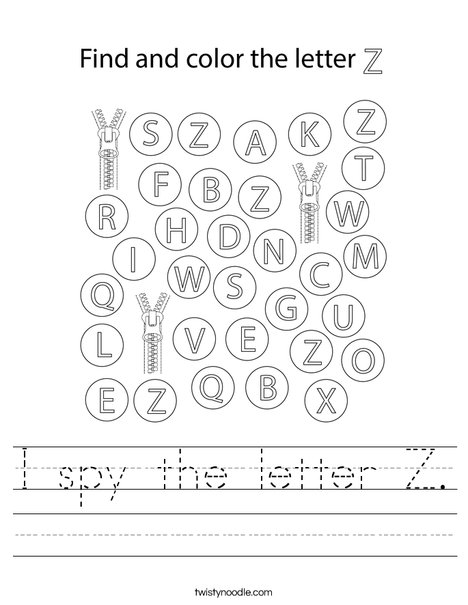 i spy the letter z worksheet twisty noodle