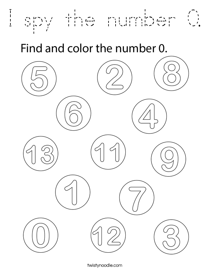I spy the number 0. Coloring Page