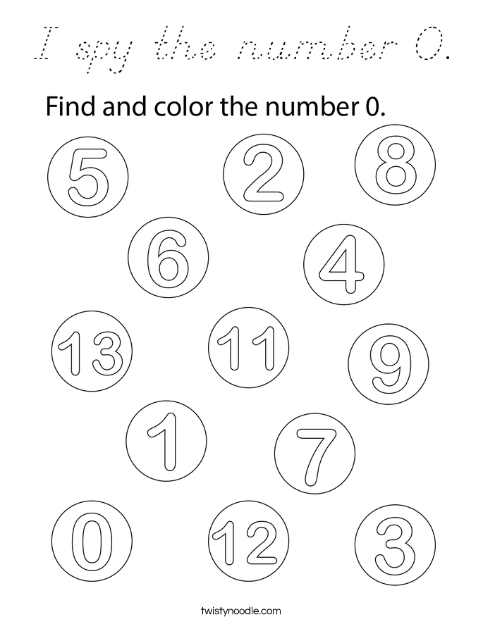 I spy the number 0. Coloring Page