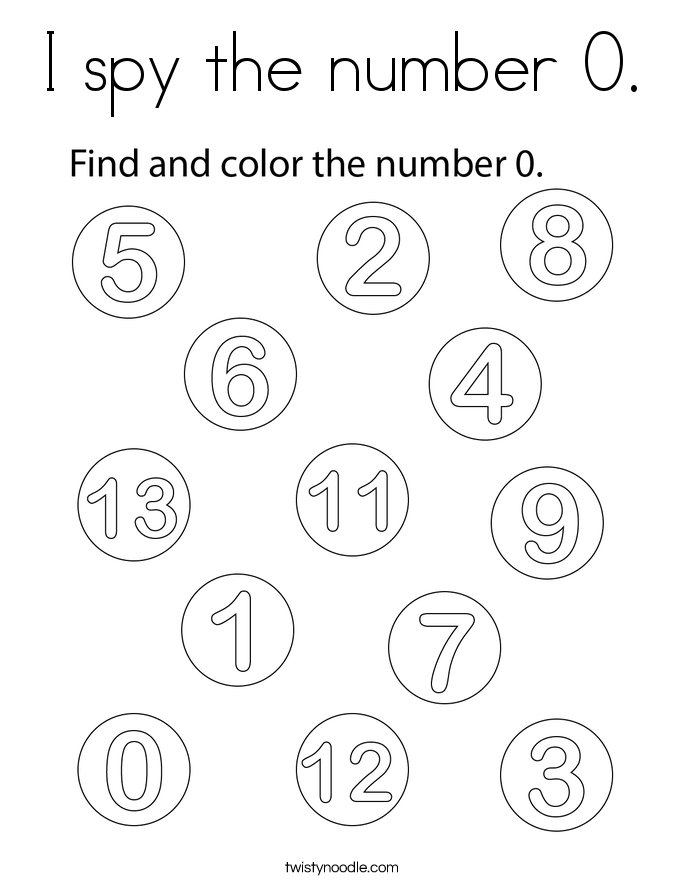 I spy the number 0. Coloring Page