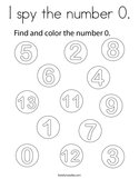I spy the number 0 Coloring Page