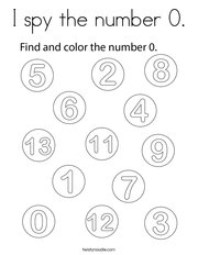 I spy the number 0 Coloring Page