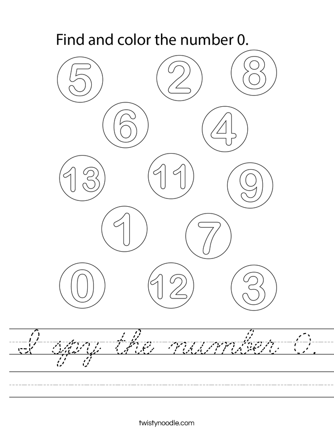 I spy the number 0. Worksheet