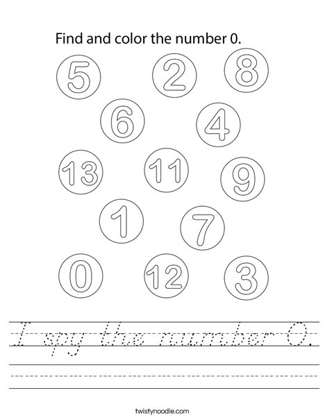 I spy the number 0. Worksheet