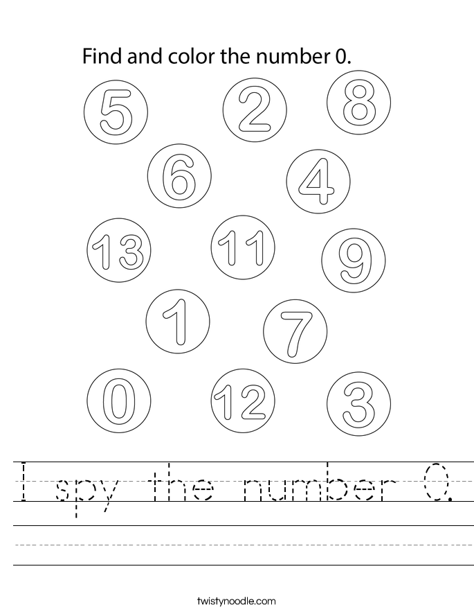 I spy the number 0. Worksheet