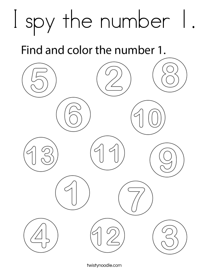 I spy the number 1. Coloring Page