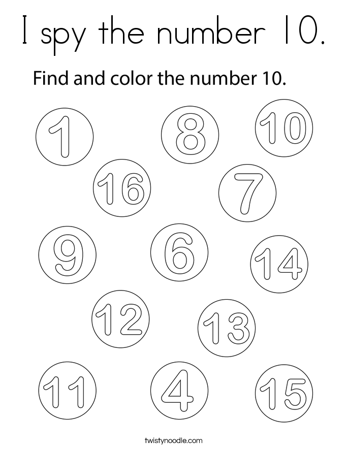 I spy the number 10. Coloring Page