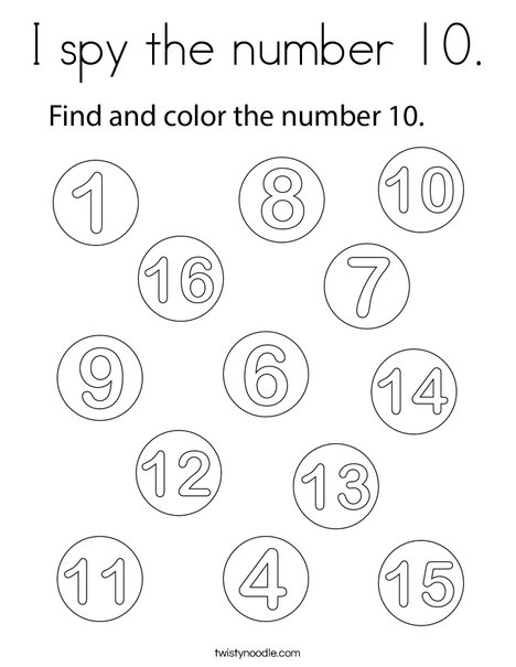 I spy the number 10. Coloring Page