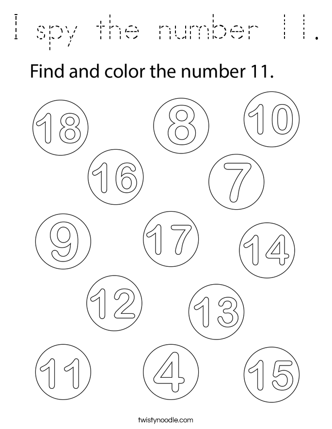 I spy the number 11. Coloring Page