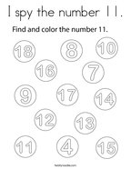 I spy the number 11 Coloring Page