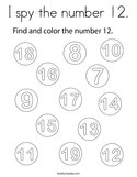 I spy the number 12 Coloring Page