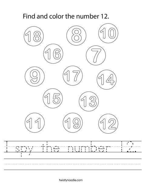 I spy the number 12. Worksheet