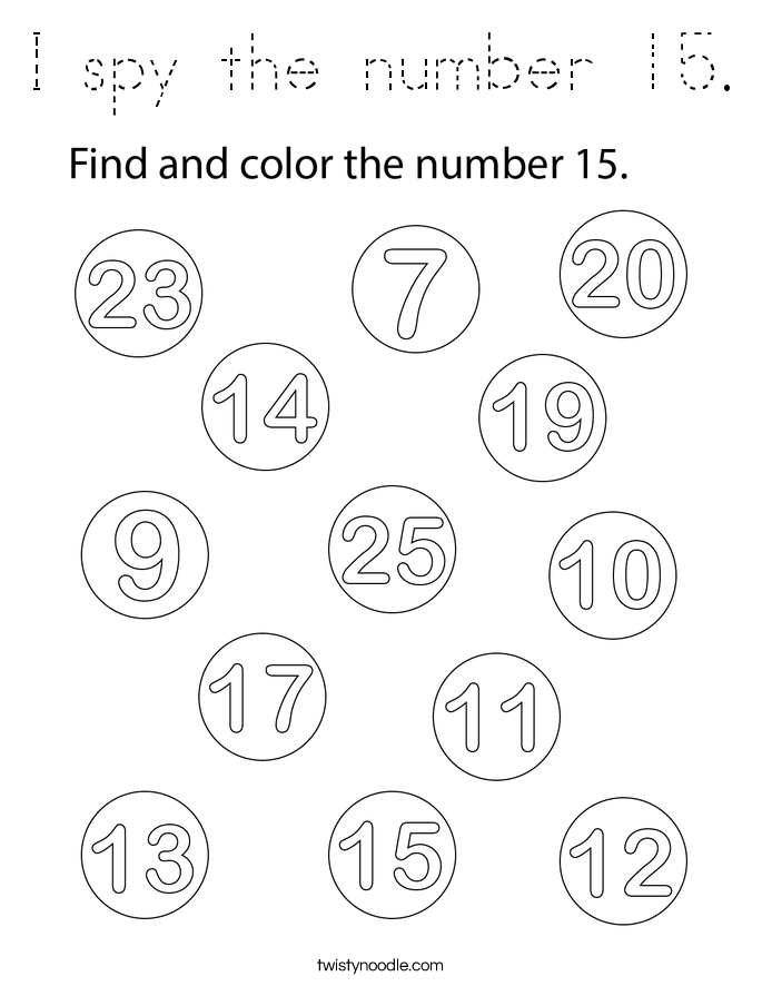 I spy the number 15. Coloring Page