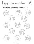 I spy the number 18 Coloring Page