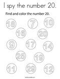 I spy the number 20. Coloring Page