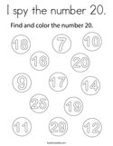 I spy the number 20 Coloring Page