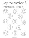 I spy the number 3 Coloring Page