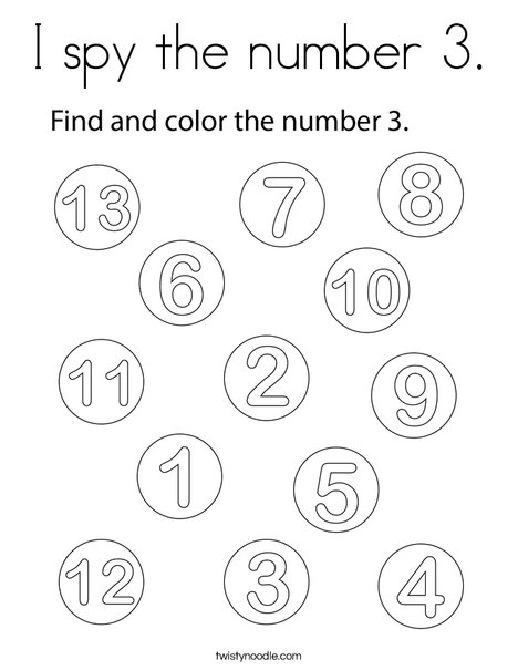 I spy the number 3. Coloring Page
