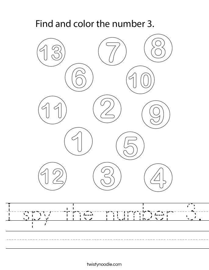 I spy the number 3. Worksheet