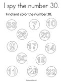 I spy the number 30 Coloring Page