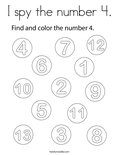 I spy the number 4. Coloring Page