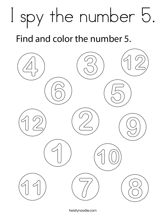 I spy the number 5. Coloring Page