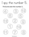 I spy the number 5 Coloring Page