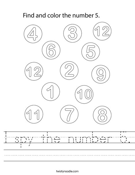 I spy the number 5. Worksheet