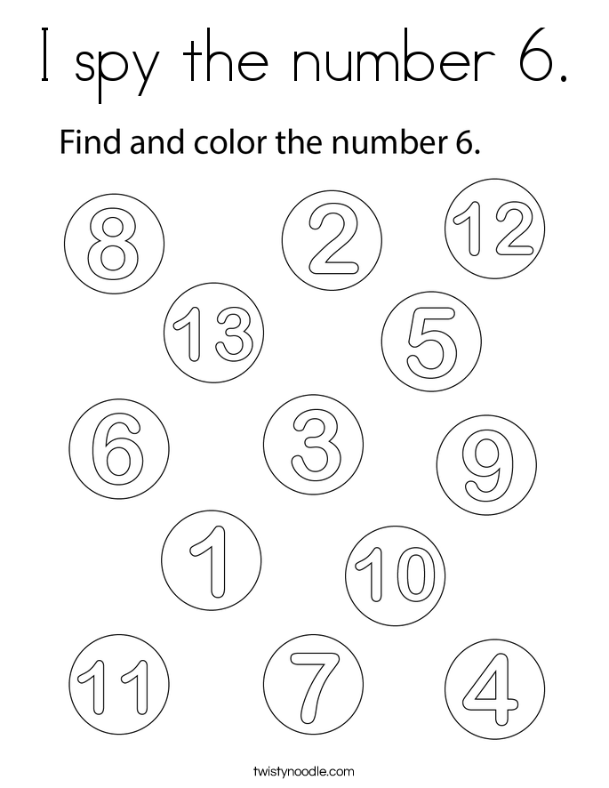 I spy the number 6. Coloring Page